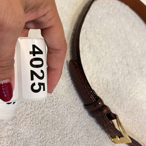 Ralph Lauren Brown Leather Belt Boys L Gold Buckle Church Uniform Animal Print - Picture 13 of 13